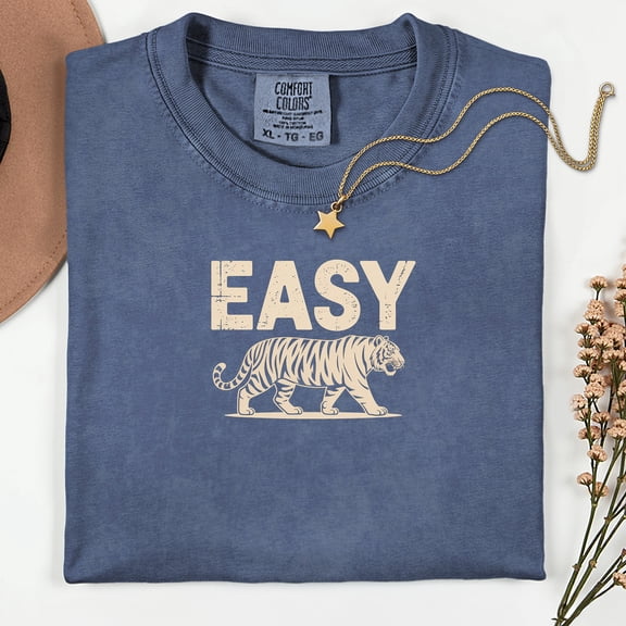Easy Tiger Comfort Colors® T-Shirt, Vintage Distressed Tiger Shirt, Retro Tiger Tee, Trendy Grunge Indie Boho Shirt, Graphic Tee