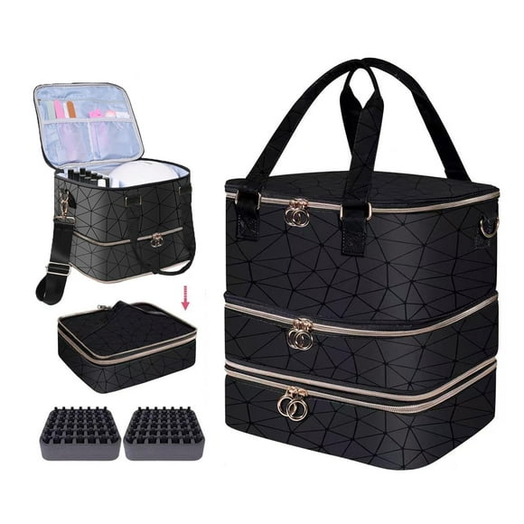 Funda organizadora de esmaltes de uñas GareSy de 3 capas con capacidad para 84 botellas