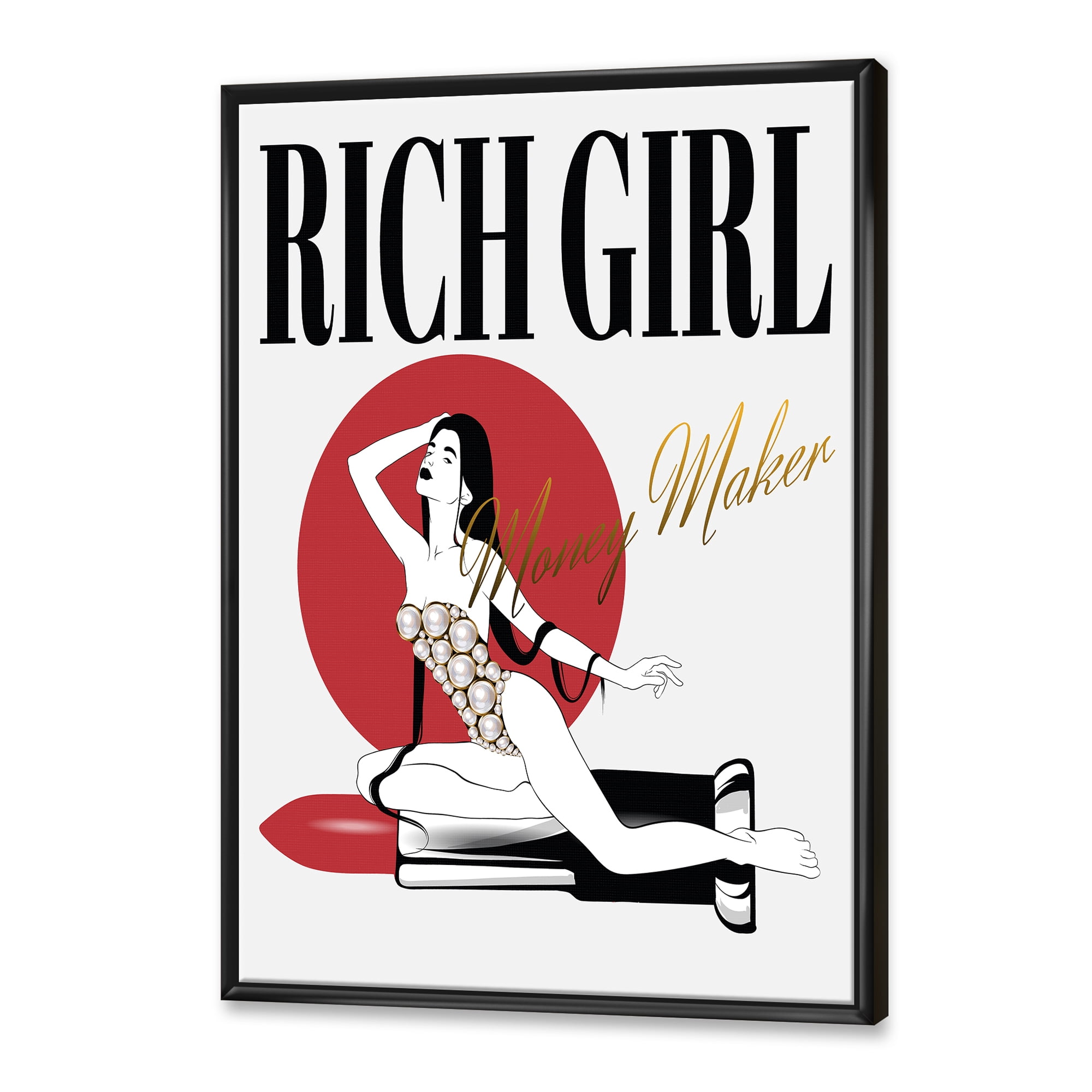 Designart 'Woman In Swimsuit With Pomade' Vintage Framed Canvas Wall Art Print