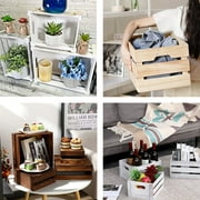 Sintosin Rustic Small Wood Crates - Set of 3 Nesting Storage Boxes with Handles for Home Decor