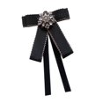 thumbnail image 3 of Broche de cinta de lazo Broche Decoración de corbata del cuello para mujeres Pon elegante Pin de la camisa Bownot Camiseta para blusa de uniforme Negro, 3 of 8