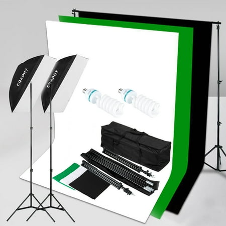 Single Softbox Kit - 1250W 5500K 50cmx70cm Softbox Continuous Lighting Kit + 10x6.5ft Background + 3*Backdrops Video Shoot Photography