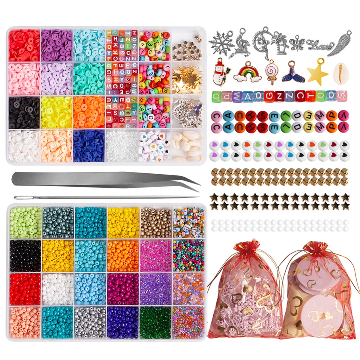  Acrylic Letter Beads Kit for Jewelry Making,Acrylic Round  Letter Beads for Bracelets and Jewelry Making in Multiple Color Available  (B) : Arts, Crafts & Sewing