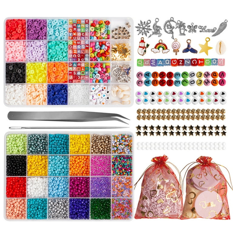 DIY Jewelry Colorful Ceramic Clay Beads & White Cord (100 beads)