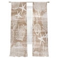 thumbnail image 7 of Brown Coastal Sheer Curtains 108 Inch Length 2 Panels Set, Nautical Coral Starfish Shell Seahorse Ocean Voile Window Treatment Semi Sheer Long Curtains for Bedroom/Living Room/Kitchen 52"x108"x2, 7 of 7