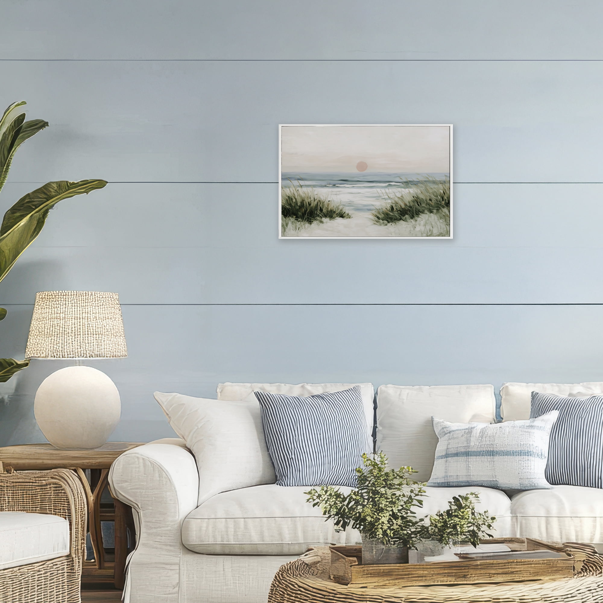 Stupell Industries Coastal Dunes with Wild Beach Grass White Framed Giclee Art, design by Chromatic Storm Studio