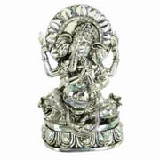 Benzara 44157 12 In. Silver Ganesha Statue Elephant Head God Of Success