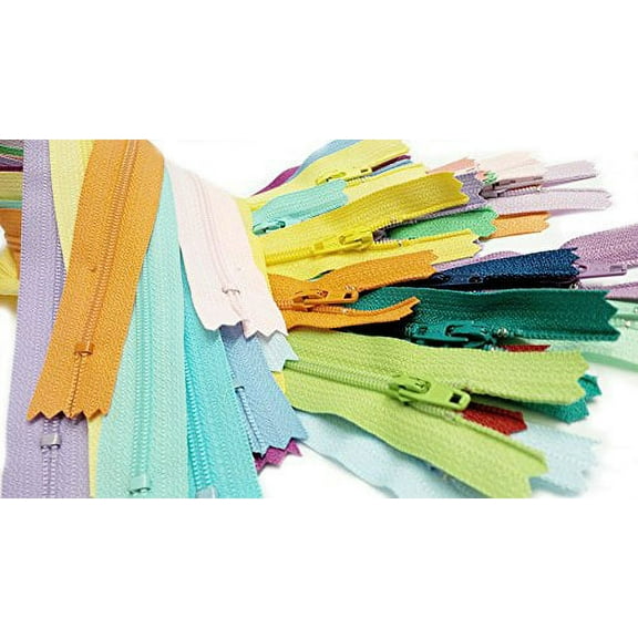 YKK Zipper 20pcs Assorted Colors YKK #3 Nylon Coil Zippers Tailor Sewer Crafter's 14 Inch Light, Pastel, Muted