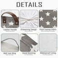 thumbnail image 5 of Sea Team Stylish Star Pattern Canvas Fabric Storage Basket Collapsible Geometric Design Storage Bin with Drawstring Cover and PU Leather Handles, 16.5 by 11.8 inches, Grey, 5 of 7