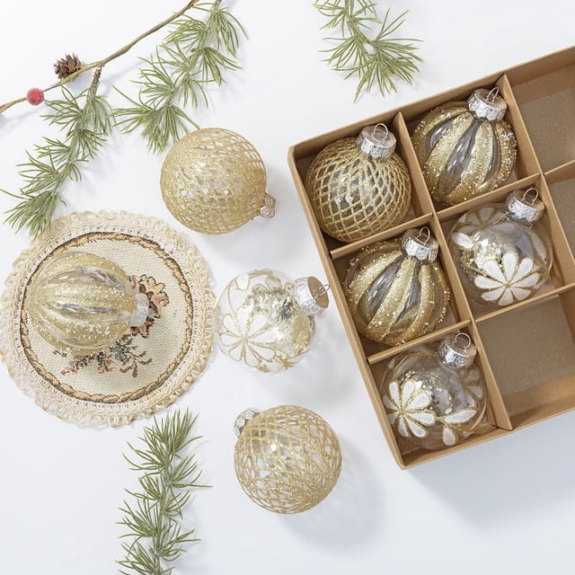 Adorno navideño de bola de cristal | Adorno transparente | Adorno navideño colgante hecho a mano para decorar árboles, coronas y guirnaldas | Decoración festiva para el hogar con detalles brillantes