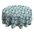 thumbnail image 4 of Blue Daisy Flower Floral Pattern Round Tablecloth 60"x60",Wrinkle Wipeable Table Cloth for Kitchen Dining Room Picnic Patio Party, 4 of 6
