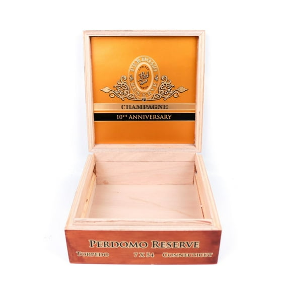 Perdomo Torpedo Connecticut 10th Anniversary Empty Wood Cigar Box 8.25" x 7.75" x 3"