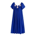 thumbnail image 6 of AGWOLF Nightgowns for Women Long Short Sleeve Night Gown V Neck Folwy Victorian Sleep Dress Soft Night Dresses Ladies Sleepwear Blue Free Size, 6 of 9
