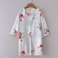 thumbnail image 3 of Kimono Rétro à Long Châle Floral pour Femmes Grande Taille, Cardigan à Manches 3/4, Manteau de Plage, 3 of 6