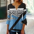 thumbnail image 2 of HAPIMO Women's Relaxed Color Block Gradient Pullovers Summer Short Sleeve Tees Trendy Loose Tops Dressy Tunic V Neck Button Blouses Clearance Casual Workout Pleated Shirts Blue M, 2 of 5