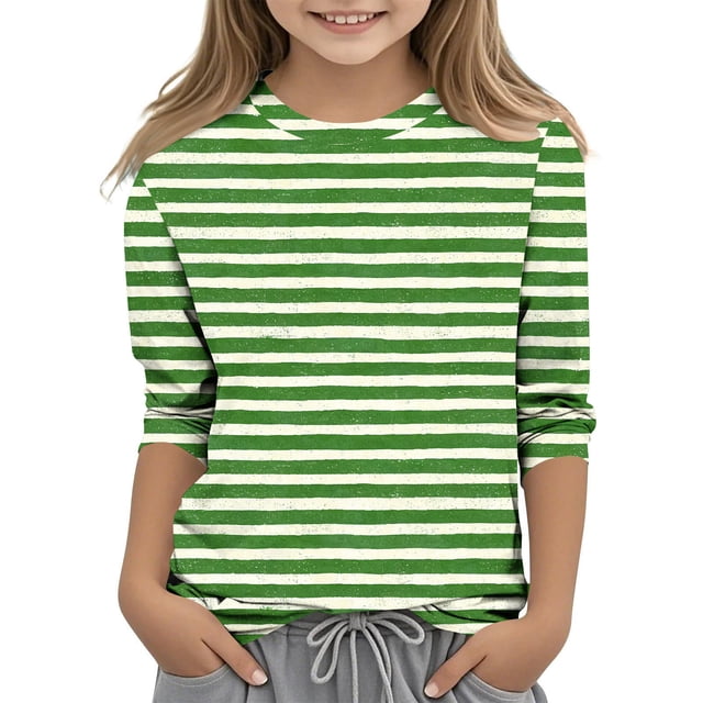 Tauxra Chandail de la Saint-Patrick pour Adultes, T-Shirt à Manches 3/4 Imprimé Col Rond, T-Shirt Graphique Trèfle Décontracté à Manches Longues pour Activités Festives