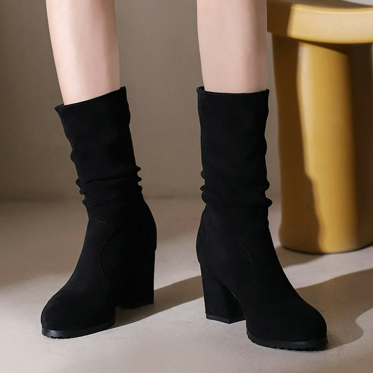 Mid calf black dress cheap boots