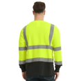 thumbnail image 3 of ProtectX 3-Pack Men's High Visibility Heavy Duty Breathable Long Sleeve Reflective Safety T-Shirts for Work Warehouse Construction, Class 2 Type R, Green - X Large, 3 of 6