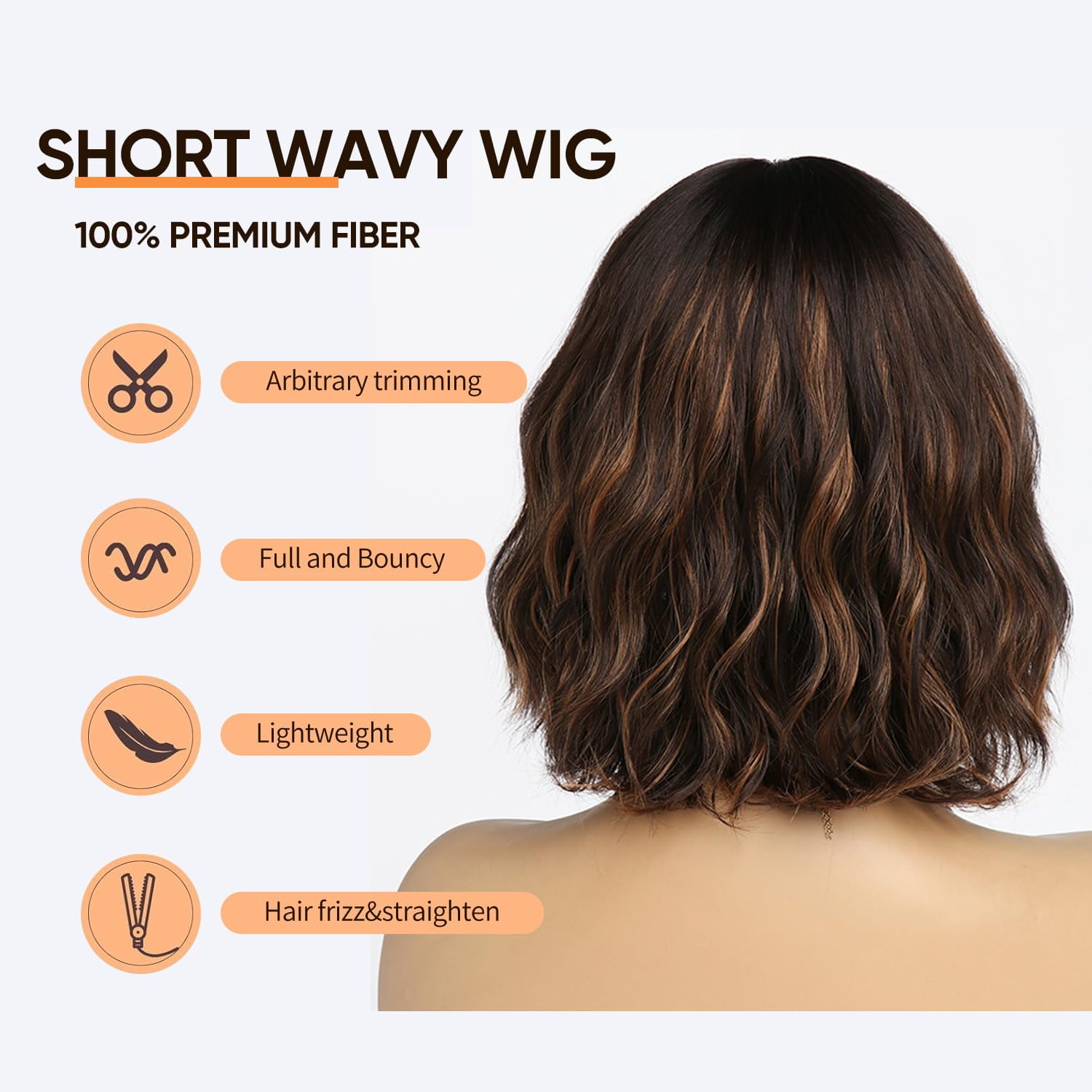 SUCS Short Wigs for Women Grey Wavy Bob Wig with Bangs Medium Length Synthetic Hair Water Wave Dark Roots Wig Gray Colorful Wigs（12 Inches）