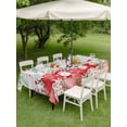 thumbnail image 3 of Outdoor Tablecloth with Umbrella Hole and Zipper, Valentine's Day Rectangle Table Cloth 54x80 Inch Waterproof Tablecloth, Pink Love Heart Country Eucalyptus Farm Wooden Picnic Table Cover for Patio, 3 of 7