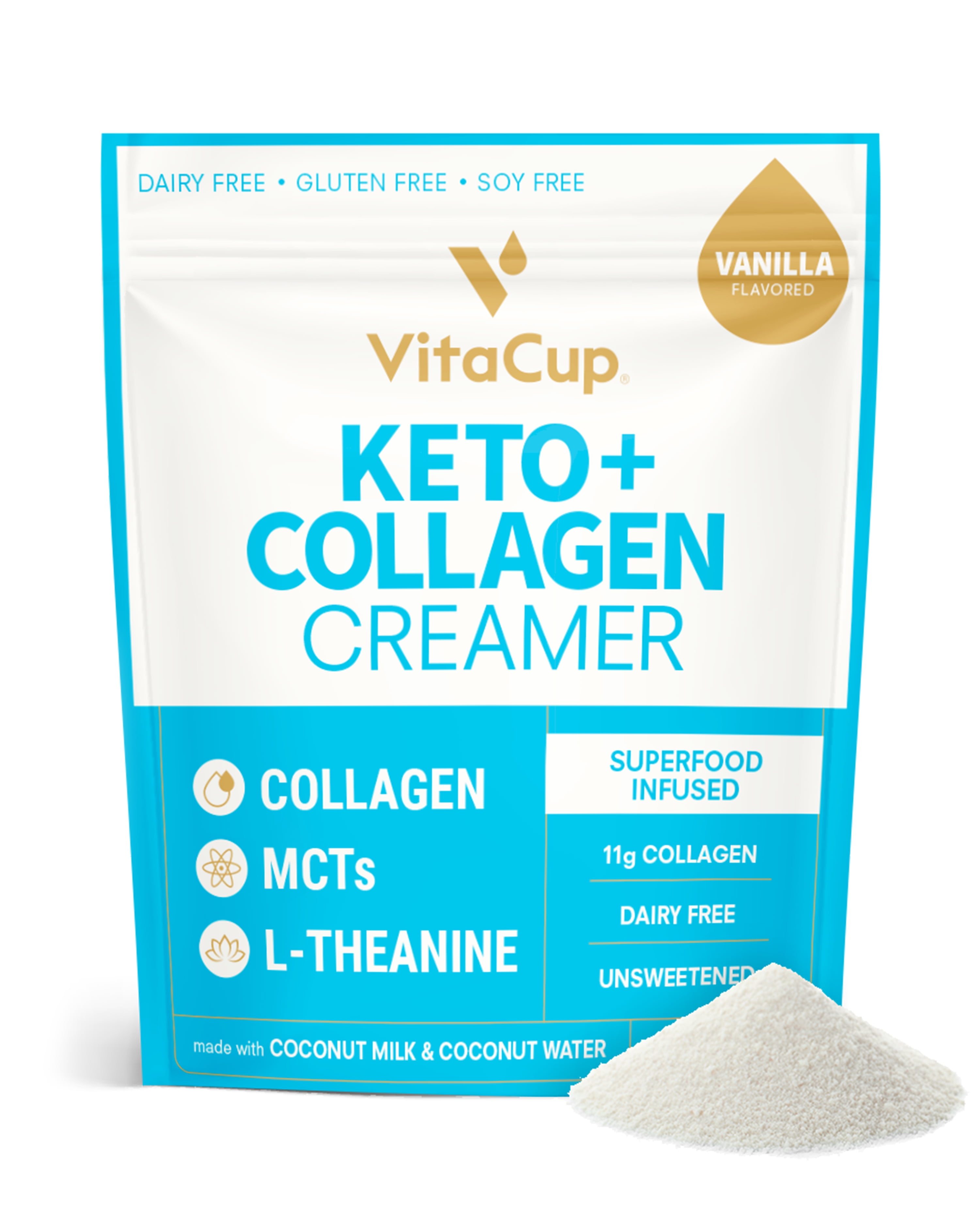 VitaCup Keto Collagen Coffee Creamer Vanilla with MCT, Coconut Milk ...