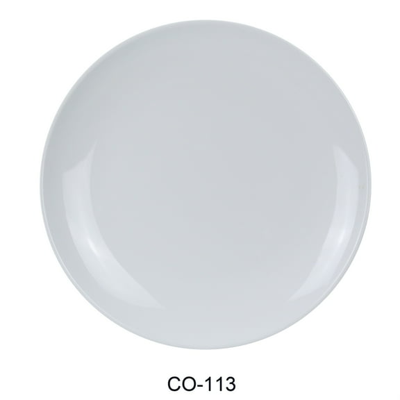 Yanco CO-113 13 in. Coupe Pattern Round Plate - Melamine, White - Pack of 12