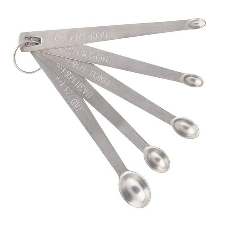 Measuring Spoons Set 5 Pcs Small Stainless Steel Mini Measuring Spoons 1/4  1/8 1/16 1/32 1/64 tsp Dry or Liquid Ingredients Teaspoon Measure Spoon for