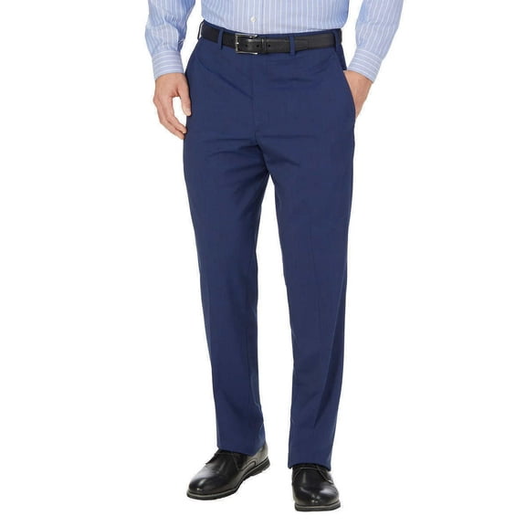 JB Britches Men's Pleated Pant (Blue Plaid, 34W x 34L)