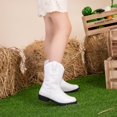 thumbnail image 6 of Apakowa Girls Cowboy Boots Side Zipper Cowgirl Boots Embroidered Western Style Toddler Little Kid Big Kid, 6 of 8