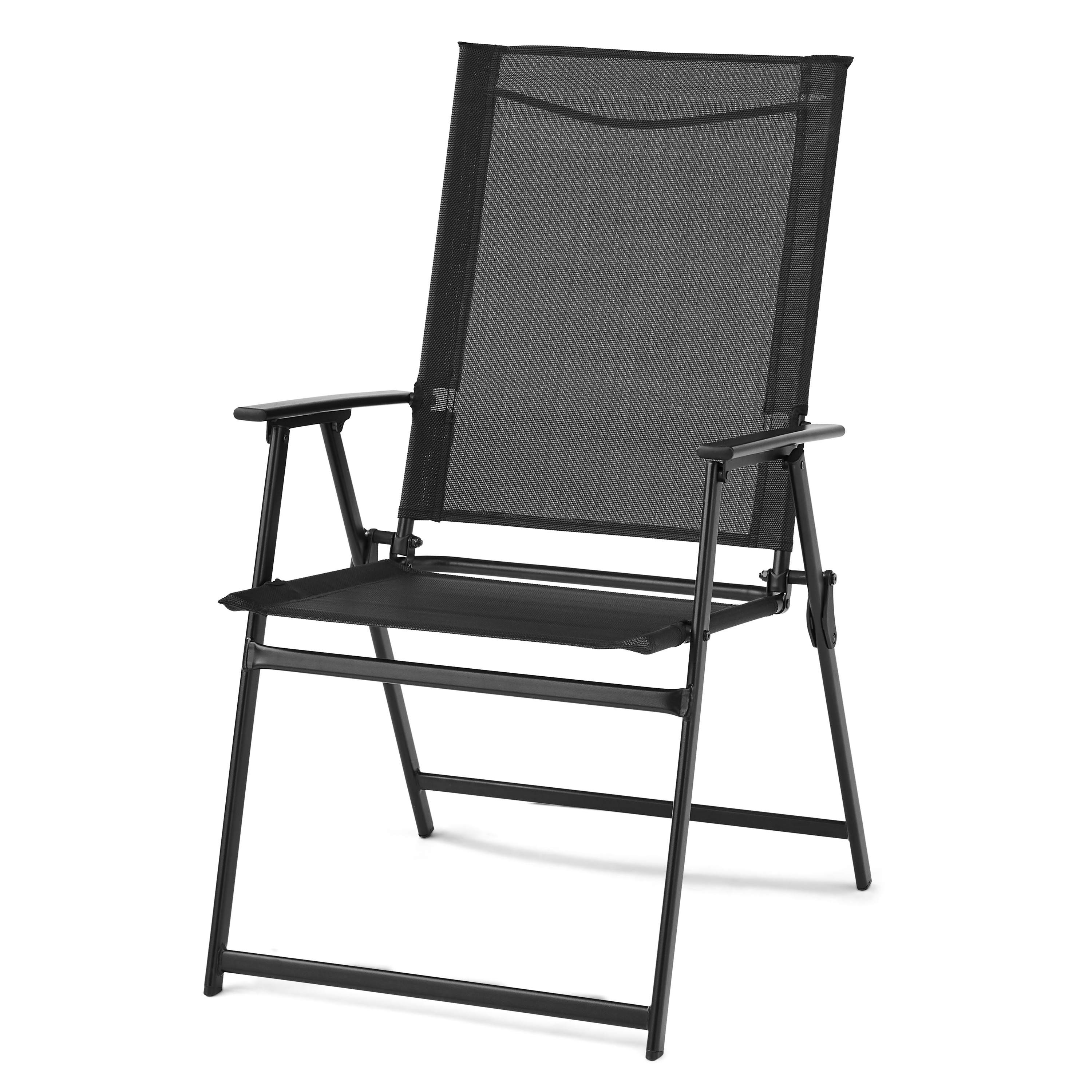 Mainstays Greyson Steel and Sling Folding Outdoor Patio Armchair - Set of 2, Black - image 3 of 8