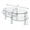 ALPULON Tempered Glass Coffee Table Oval 3Tier Steel Tea Table for