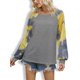 thumbnail image 2 of Camiseta de mujer Tie Dye Costura impresa Top Cuello redondo Manga larga Blusa de otoño Sudadera informal, Gris, XL seitruly AP003999-12, 2 of 7