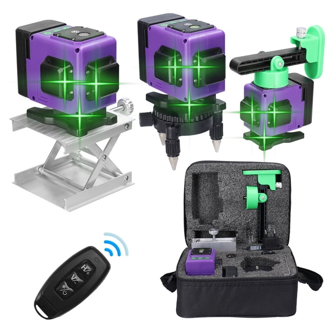 Mini multifuncional 12 líneas láser nivel 3 ° máquina autonivelante USB