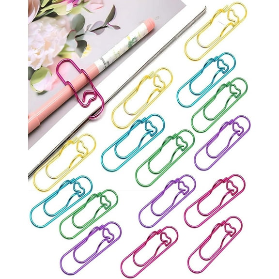 Paper Clips Pen Holder for Notebook (Pack of 15), Paperclip Pen Holder Clip Pencil Holder for Notebooks and Papers, Metal, Gold/Silver/Rose Gold