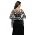thumbnail image 2 of Dalrosia Women's Glittering Shawl Scarf Mesh Sequin Wedding Bridal Cape Fringed Evening Wraps Shawls, 2 of 4