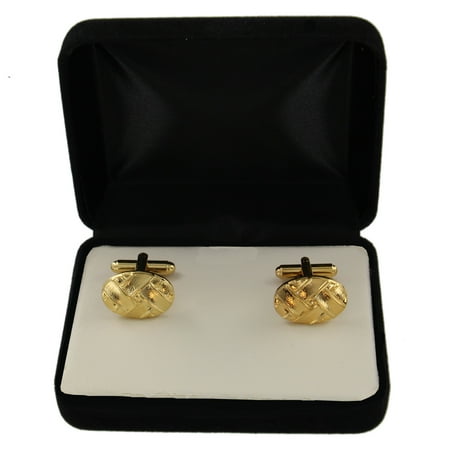 Gold Tone Stud Cufflinks - Gold Tone Basket Weave Oval Mens Cufflinks Made In USA Gift Boxed