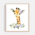 thumbnail image 2 of Giraffe, Jungle Animals, Safari Animals, Purple Flowers, Gender Neutral Nursery - Illustration Watercolor Animal Floral Whimsical Wildlife Flowers Unframed Wall Art Print 24 x 30 inches, 2 of 13