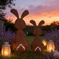 thumbnail image 4 of Rust Finish Iron Garden Stakes, Easter Bunny Courtyard Decor, Set of 2 Outdoor Ground Insert, Spring Lawn Ornament for Flower Bed Walkway Path, 4 of 6