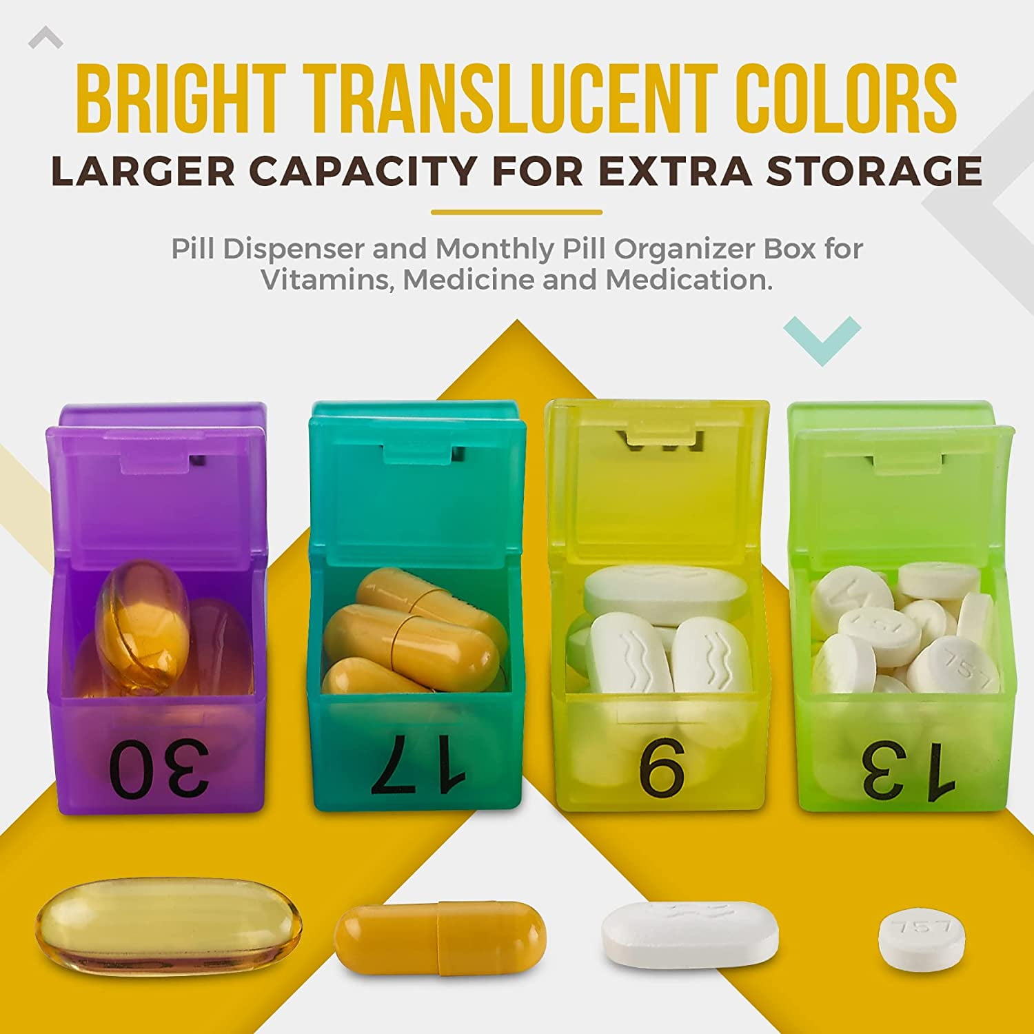 Monthly Pill Organizer - Am/Pm Daily Pill Organizer 32 Compartments for Each Day, Pill Dispenser and Dispenser Caddy That Helps You Organize Your Life, Perfect for Supplements and Medication by MEDca