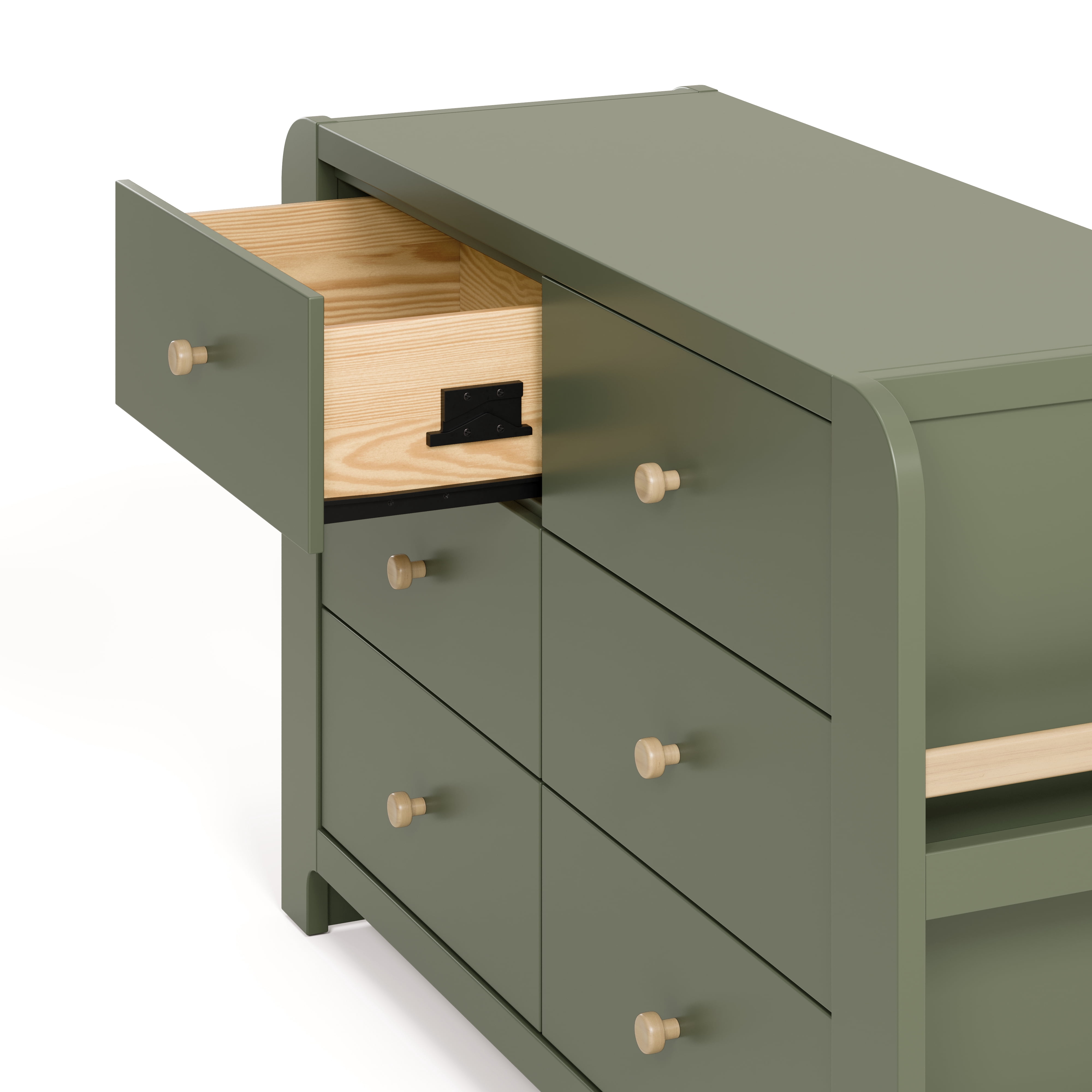 Graco Read-with-Me 6 Drawer Chest with Bookshelves, Olive with Driftwood