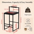 thumbnail image 6 of SESSLIFE Bar Stools Set of 2, Counter Height Bar Stools with PU Leather & Metal Legs, Barstools with Back, Bar Chairs for Kitchen Island, Black, 6 of 8