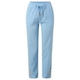 thumbnail image 7 of Straight Leg Sweatpants Women Womens Solid Linen Pants Drawstring Waist Casual Wide Leg Trousers Button Womens Sweat Pants Light Blue M, 7 of 7