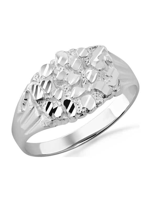 925 Sterling Silver Men's 12mm Nugget Ring (Size 10.25)