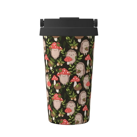 

Tebeau Edgehog and Mushrooms Print Travel Coffee Mug Insulated Coffee Cup with Leakproof Lid Coffee Tumbler Reusable Coffee Cups with Seal Lid