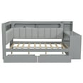 thumbnail image 5 of Euroco Wood Full Size Daybed with Storage Desk and Shelves, Bed with Upholstered Headboard and Backrest, LED Light, USB Ports and Drawers, Gray, 5 of 16