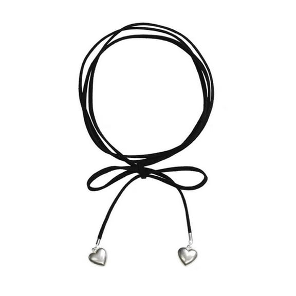 FENOHREFE Elegant Bowtie Leather Cord Necklace Bowknot Charm Neckchain Adjustable Length Clavicle Chain Accessory for Women