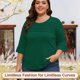 thumbnail image 5 of Camiseta Blingfit para mujer, manga 3/4, blusa verde, talla grande XL, 5 of 5