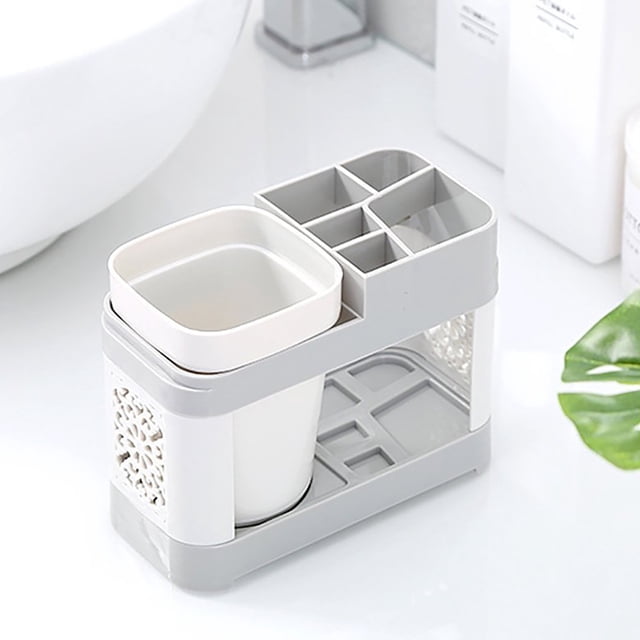 Cqxid Rack Under $5 Single Cup Toothbrush Toothpaste Holder Plastic Bathroom Storage Rack