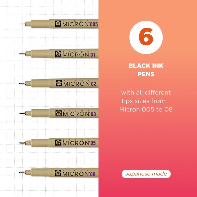 Sakura Pigma Micron Fine Liner Pens, Black, 6 Pack photo 2