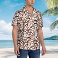 thumbnail image 3 of Vsdgher Brown Sloth Print Men's Hawaiian Shirts Button Down Tropical Holiday Beach Shirts Vacation Clothes,, 3 of 7